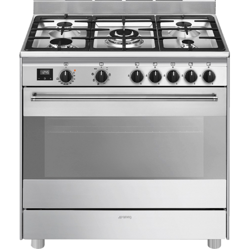 Варочный центр Smeg/ Варочный центр Smeg, Classica, серия Concerto, газовая варочная панель, комбинированное управление, таймер, акустический сигнал окончания приготовления, объем духовки 115 л, галогенное освещение, 3 стекла в дверце, энергоэффективность