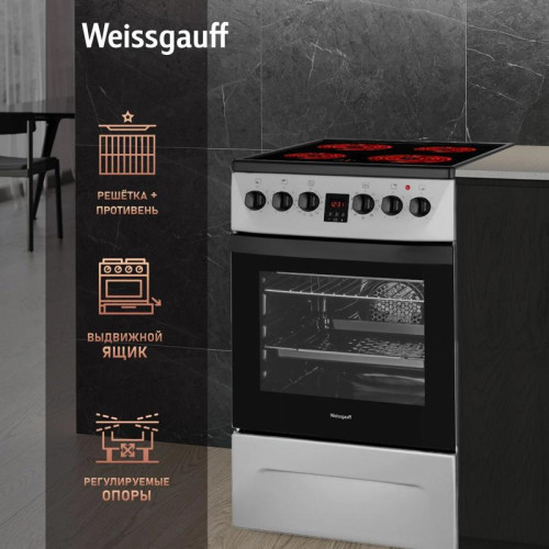 Плита Электрическая Weissgauff WES 2V16 SE Premium Line серебристый стеклокерамика (без крышки)