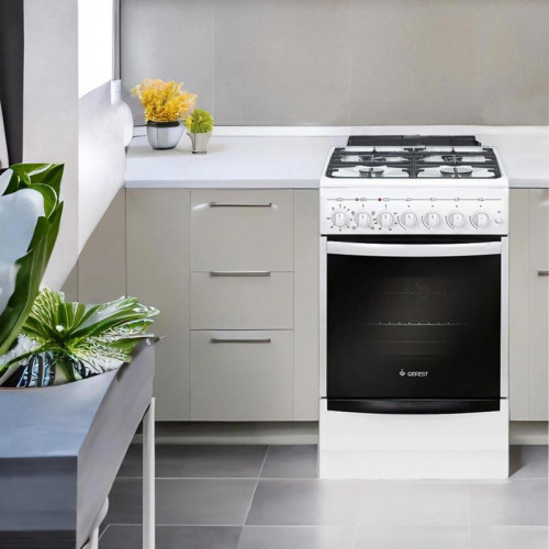 Плита Комбинированная Gefest 5102-02 белый (металлическая крышка) реш.чугун