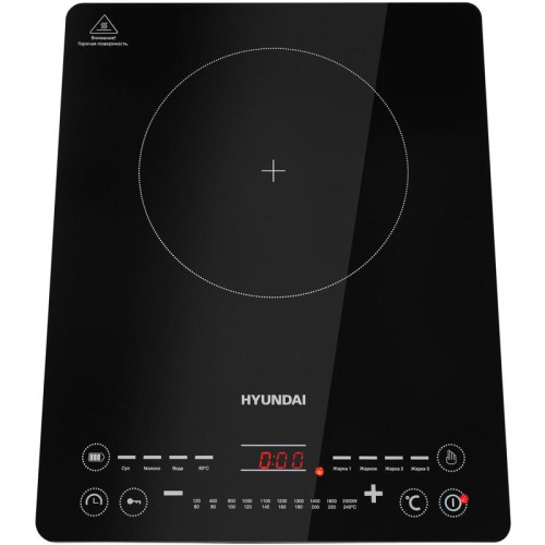 Плита Индукционная Hyundai HYC-0110 черный/серебристый закаленное стекло (настольная)