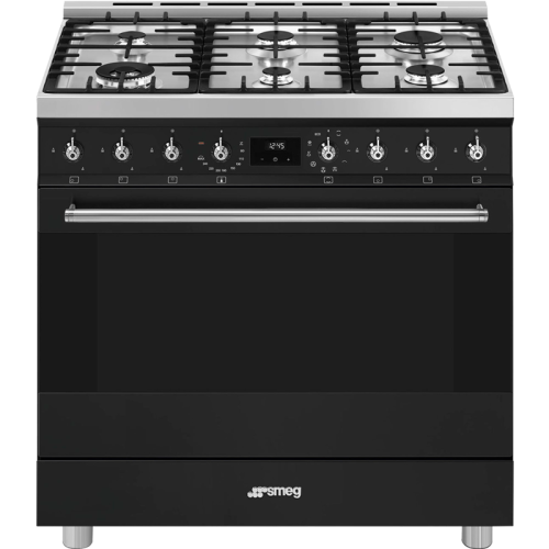 Варочный центр Smeg/ Варочный центр Smeg, Classica, серия Sinfonia, газовая варочная панель, сенсорное управление, таймер, акустический сигнал окончания приготовления, объем духовки 115 л, галогенное освещение, 3 стекла в дверце, энергоэффективность А, цв