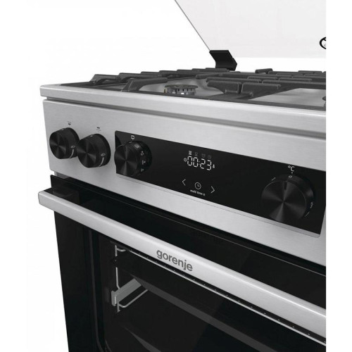 Плита Комбинированная Gorenje GKS6C72XF нержавеющая сталь (стеклянная крышка) реш.чугун