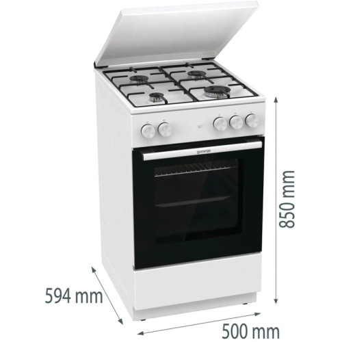 Плита Газовая Gorenje GG5A14WJ белый (металлическая крышка) реш.сталь Плита Газовая Gorenje GG5A14WJ белый (металлическая крышка) реш.сталь