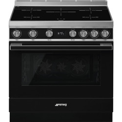 Варочные центры SMEG/ Portofino, Отдельностоящий варочный центр, 90*60 см, черный