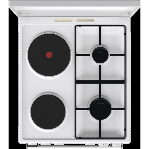Комбинированная плита Gorenje, полезный объем 68 л, очистка паром AquaClean, сводчатая форма духовки, механическое управление, электроподжиг, цвет белый