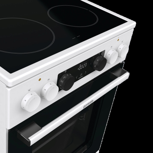 Плита Gorenje/ Плита Gorenje, полезный объем 70 л, эргономичные переключатели, сенсорный программатор IconLED, эмаль SilverMatte, очистка паром, индикатор остаточного тепла для каждой конфорки, дверца CompactDoor 2 стекла + 1 термослой, стеклокерамическая