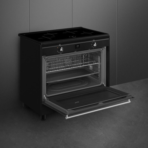 Варочный центр Smeg/ Варочный центр Smeg, Classica, серия Concerto, 90х60 см, индукционная варочная поверхность, электрическая духовка, 4 зоны нагрева, объем духовки 115 л, галогеновая подсветка, электромеханический контроль температуры, автоматическое оп