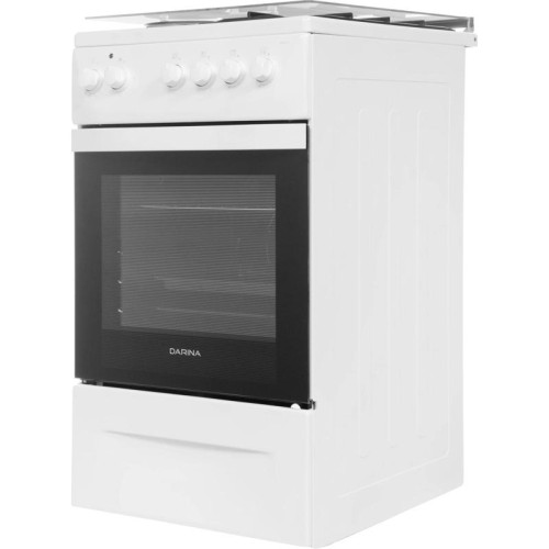 Плита Комбинированная Darina 1D KM 241 337 W белый/черный (стеклянная крышка) реш.сталь