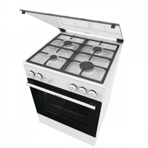 Газовая плита Gorenje, автоматический электроподжиг варочной поверхности и духовки, чугунные решетки, цвет белый