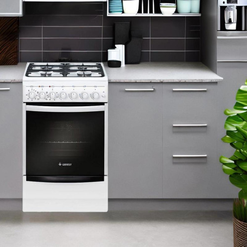 Плита Комбинированная Gefest 5102-02 белый (металлическая крышка) реш.чугун