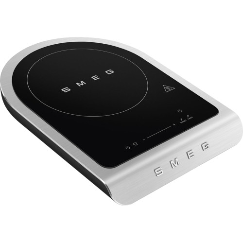 Настольная индукционная плита Smeg, 1 зона приготовления, мощность 1.45/2.1 кВт, сенсорное управление, таймер, звуковой сигнал, индикация остаточного тепла/времени, автоматическое отключение, термощуп, цвет черный матовый