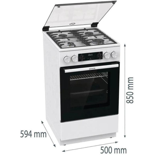 Плита Газовая Gorenje GGI5C23WF белый (стеклянная крышка) реш.чугун Плита Газовая Gorenje GGI5C23WF белый (стеклянная крышка) реш.чугун