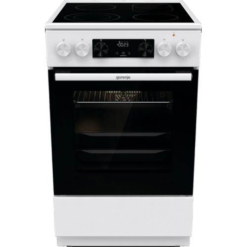 Стеклокерамическая плита, Цвет: Белый, Материал дверцы: Стеклянная дверца, GentleClose: шарнир с плавным закрыванием дверцы духовки, Тип духовки: Мультифункциональная духовка, Стеклокерамическая варочная панель, Количество конфорок: 4 конфорки, Освещение