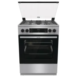 Плита Комбинированная Gorenje GKS6C72XF нержавеющая сталь (стеклянная крышка) реш.чугун