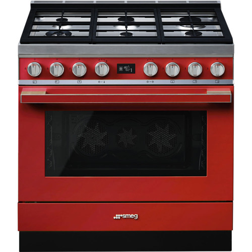 Варочные центры SMEG/ Portofino, Отдельностоящий варочный центр, 90*60 см, красный