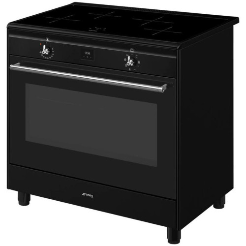 Варочный центр Smeg/ Варочный центр Smeg, Classica, серия Concerto, 90х60 см, индукционная варочная поверхность, электрическая духовка, 4 зоны нагрева, объем духовки 115 л, галогеновая подсветка, электромеханический контроль температуры, автоматическое оп