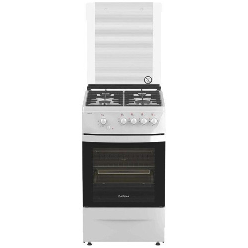 Плита Газовая Darina 1D1 GM 241 008 W белый/черный (стеклянная крышка) реш.чугун