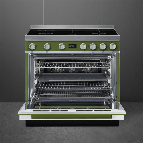 Варочные центры SMEG/ Portofino, Отдельностоящий варочный центр, 90*60 см, оливковый Варочные центры SMEG/ Portofino, Отдельностоящий варочный центр, 90*60 см, оливковый