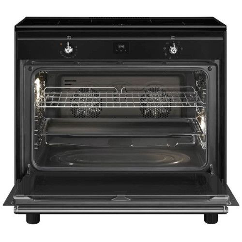 Варочный центр Smeg/ Варочный центр Smeg, Classica, серия Concerto, 90х60 см, индукционная варочная поверхность, электрическая духовка, 4 зоны нагрева, объем духовки 115 л, галогеновая подсветка, электромеханический контроль температуры, автоматическое оп