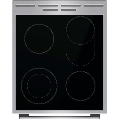 Электрическая плита Gorenje/ Электрическая плита Gorenje, Линия Advanced, Эмаль SilverMatte, стеклокерамическая варочная поверхность, мультифункциональная духовка, объем 70 л, механическое управление, сенсорный программатор IconLED, телескопические направ