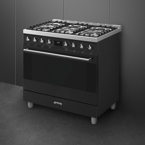 Варочный центр Smeg/ Варочный центр Smeg, Classica, серия Sinfonia, газовая варочная панель, сенсорное управление, таймер, акустический сигнал окончания приготовления, объем духовки 115 л, галогенное освещение, 3 стекла в дверце, энергоэффективность А, цв