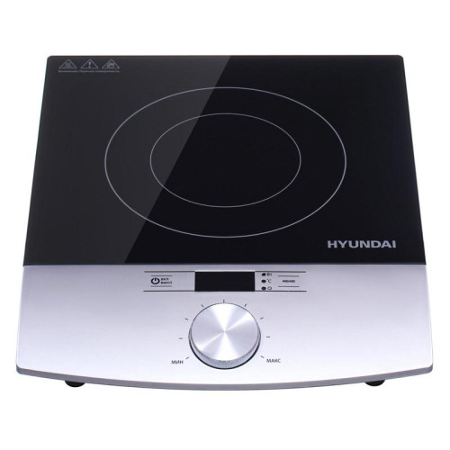 Плита Индукционная Hyundai HYC-0102 серебристый/черный стеклокерамика (настольная)