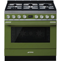 Варочные центры SMEG/ Portofino, Отдельностоящий варочный центр, 90*60 см, оливковый