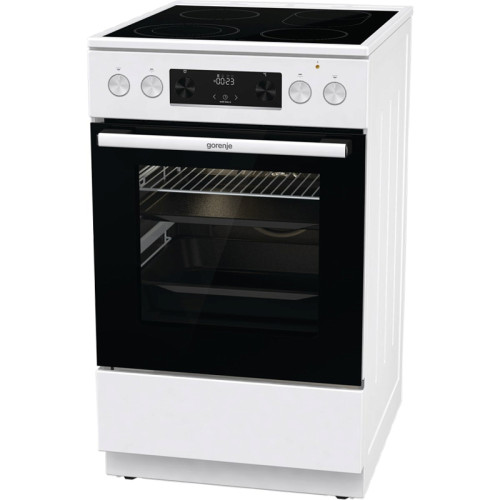 Плита Gorenje/ Плита Gorenje, полезный объем 70 л, эргономичные переключатели, сенсорный программатор IconLED, эмаль SilverMatte, очистка паром, индикатор остаточного тепла для каждой конфорки, телескопические направляющие на 2-х уровнях, дверца CompactDo
