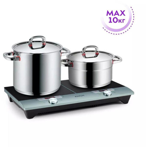 Плита Инфракрасная Kitfort КТ-155 черный/серебристый стеклокерамика (настольная)