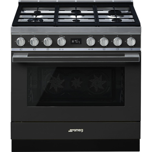 Варочные центры SMEG/ Portofino, Отдельностоящий варочный центр, 90*60 см, антрацит