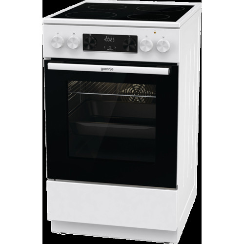 Плита Gorenje/ Плита Gorenje, полезный объем 70 л, эргономичные переключатели, сенсорный программатор IconLED, эмаль SilverMatte, очистка паром, индикатор остаточного тепла для каждой конфорки, дверца CompactDoor 2 стекла + 1 термослой, стеклокерамическая