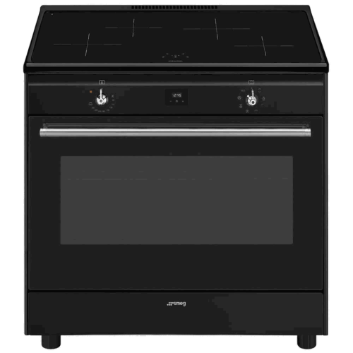 Варочный центр Smeg/ Варочный центр Smeg, Classica, серия Concerto, 90х60 см, индукционная варочная поверхность, электрическая духовка, 4 зоны нагрева, объем духовки 115 л, галогеновая подсветка, электромеханический контроль температуры, автоматическое оп