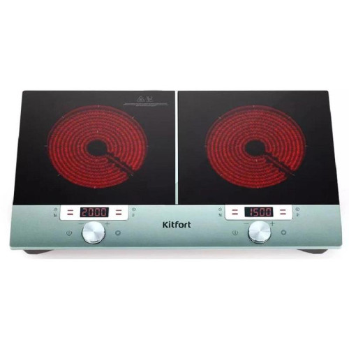 Плита Инфракрасная Kitfort КТ-155 черный/серебристый стеклокерамика (настольная)