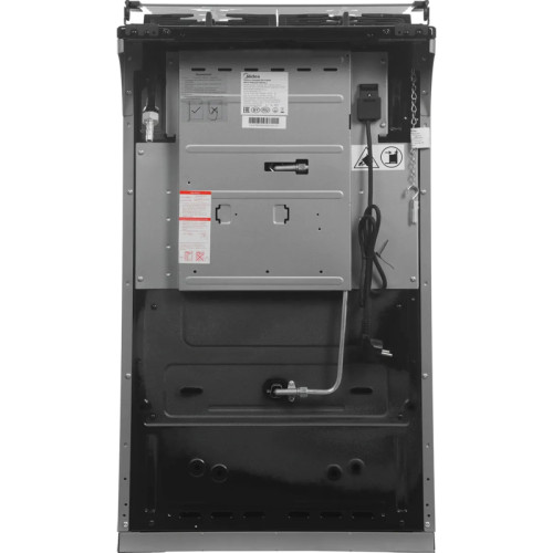 Газовая плита Midea, отдельностоящая, газовая варочная панель, 4 конфорки, автоподжиг, газконтроль, механический таймер (50 мин), объем дух. шкафа 59 л, цвет серый