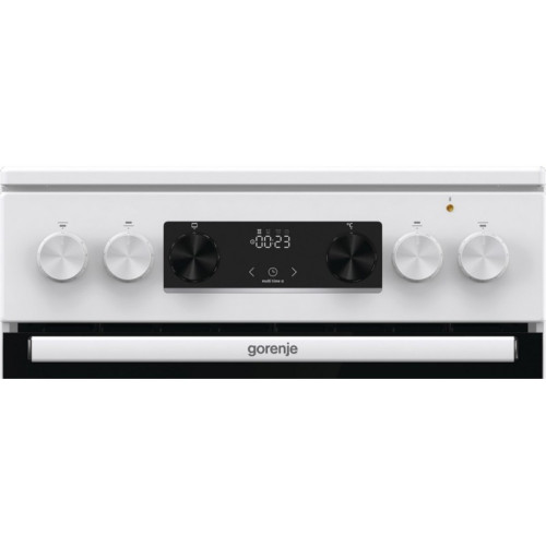 Стеклокерамическая плита, Цвет: Белый, Материал дверцы: Стеклянная дверца, GentleClose: шарнир с плавным закрыванием дверцы духовки, Тип духовки: Мультифункциональная духовка, Стеклокерамическая варочная панель, Количество конфорок: 4 конфорки, Освещение