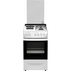 Плита Комбинированная Darina 1D KM 241 337 W белый/черный (стеклянная крышка) реш.сталь