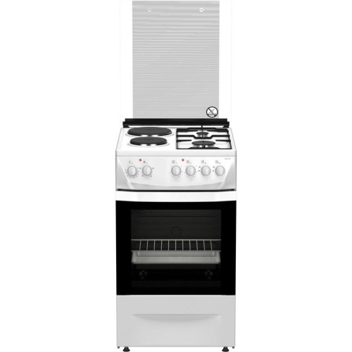 Плита Комбинированная Darina 1D KM 241 337 W белый/черный (стеклянная крышка) реш.сталь