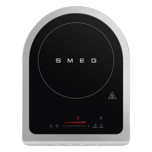 Настольная индукционная плита Smeg, 1 зона приготовления, мощность 1.45/2.1 кВт, сенсорное управление, таймер, звуковой сигнал, индикация остаточного тепла/времени, автоматическое отключение, термощуп, цвет изумрудно-зеленый