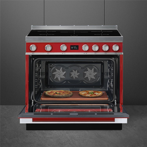 Варочные центры SMEG/ Portofino, Отдельностоящий варочный центр, 90*60 см, красный