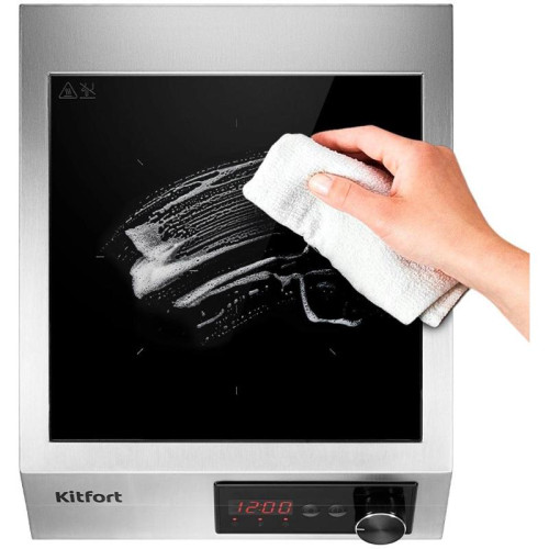 Плита Индукционная Kitfort КТ-142 серебристый/черный стеклокерамика (настольная)