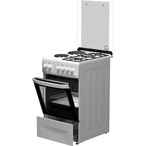 Плита Комбинированная Darina 1D KM 241 337 W белый/черный (стеклянная крышка) реш.сталь