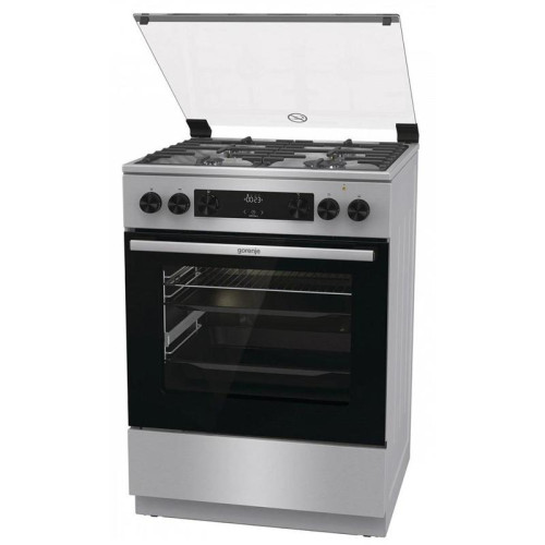 Плита Комбинированная Gorenje GKS6C72XF нержавеющая сталь (стеклянная крышка) реш.чугун