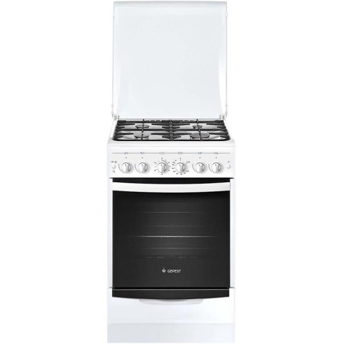 Плита Комбинированная Gefest ПГЭ 5101-02 белый/черный (металлическая крышка) реш.чугун