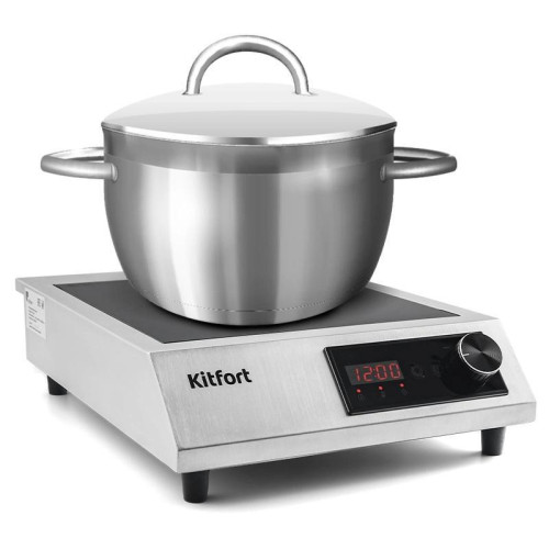 Плита Индукционная Kitfort КТ-142 серебристый/черный стеклокерамика (настольная)
