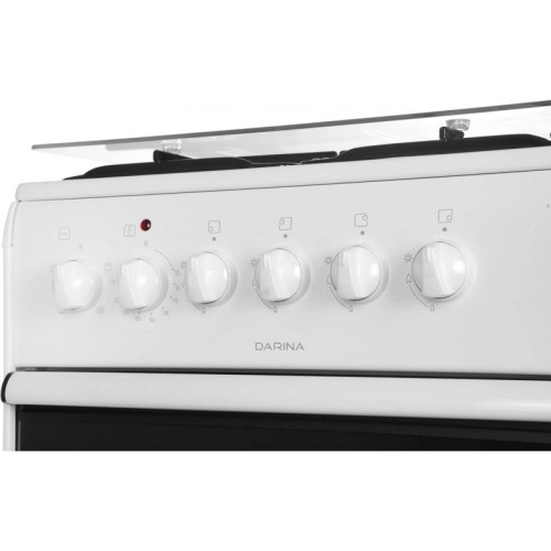 Плита Газовая Darina 1B KM 441 306 W белый/черный (стеклянная крышка) реш.сталь