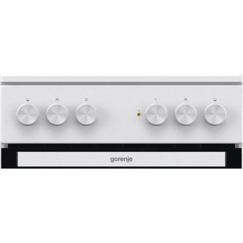 Плита Gorenje/ Плита Gorenje, полезный объем 63 л, эргономичные переключатели, эмаль SilverMatte, очистка паром, индикатор остаточного тепла для каждой конфорки, дверца CompactDoor 2 стекла + 1 термослой, стеклокерамическая варочная панель, цвет белый