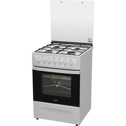 Плита Комбинированная Darina 1D КM 141 308 W белый/черный (стеклянная крышка) реш.сталь