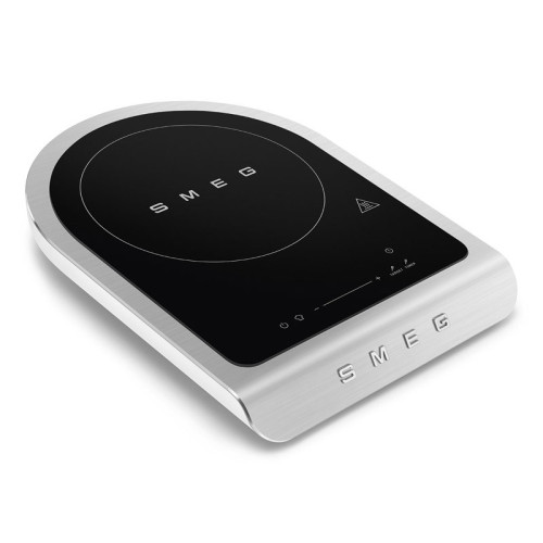 Настольная индукционная плита Smeg, 1 зона приготовления, мощность 1.45/2.1 кВт, сенсорное управление, таймер, звуковой сигнал, индикация остаточного тепла/времени, автоматическое отключение, термощуп, цвет белый