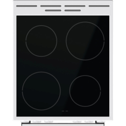 Плита Gorenje/ Плита Gorenje, полезный объем 63 л, эргономичные переключатели, эмаль SilverMatte, очистка паром, индикатор остаточного тепла для каждой конфорки, дверца CompactDoor 2 стекла + 1 термослой, стеклокерамическая варочная панель, цвет белый