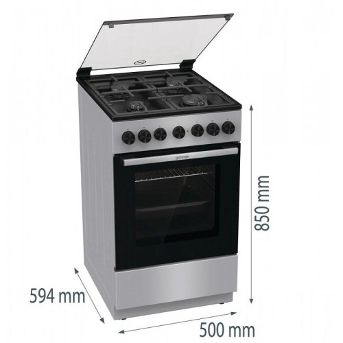 Плита Комбинированная Gorenje GK5B44SF серебристый (стеклянная крышка)